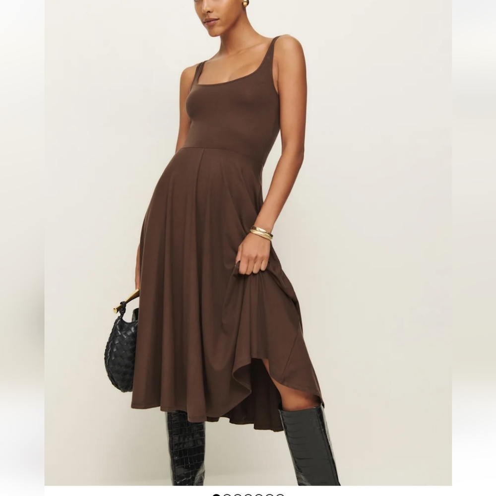 Reformation Rou Brown Midi Dress